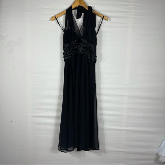 Connect A-Line Halter Black Short Chiffon Dress - Picture 2 of 11